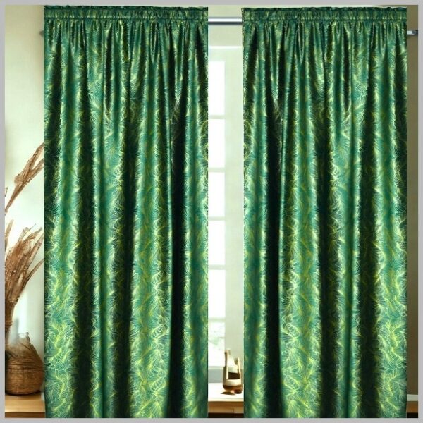 Groen fluwelen verduisterend gordijn 140x250 cm met bloemmotief, kant-en-klaar geleverd met haken en tunnel