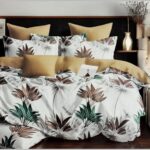 dekbedovertrek met bruin groen beige print