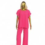 Roze dames tweedelige set – comfortabele lounge outfit met top en broek van GlowThuis