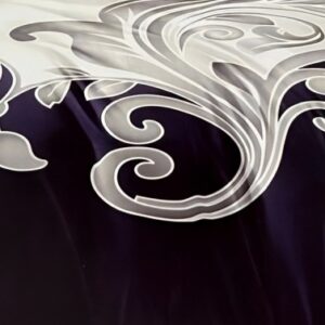 Glow Thuis barok dekbedovertrek donkerblauw zilver 200x220 cm voorkant